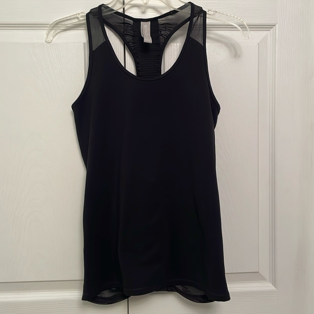 ATHLETA Black Athletic Tank Top with Ruched Back Details Small Great Condition